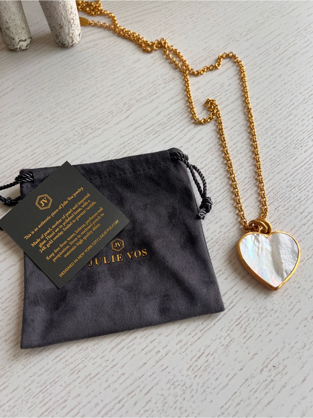 Julie Vos Gold-Plated Heart Pendant Necklace with Mother-of-Pearl